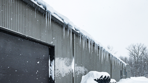 commercial buildings in winter.
