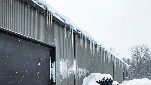 commercial buildings in winter. 