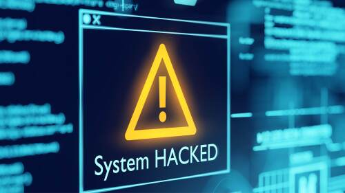 A screen that says "System HACKED"