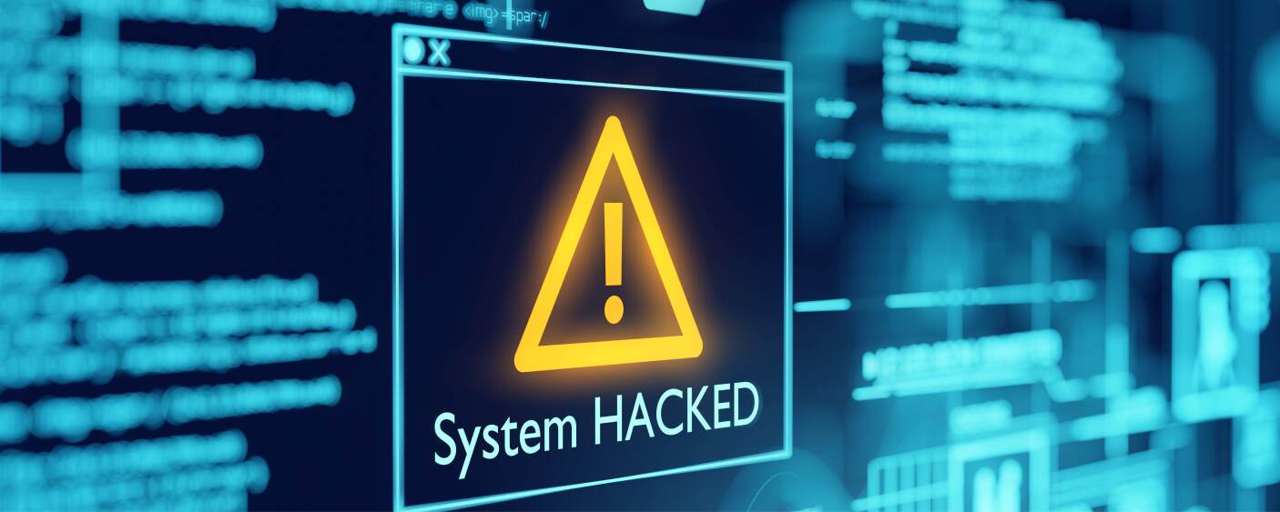 A screen that says "System HACKED"