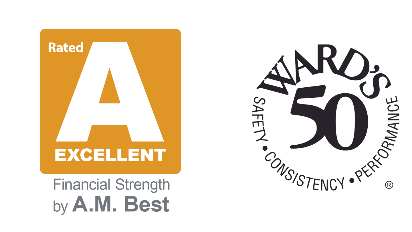 A.M. Best logo and Ward's 50 logo.