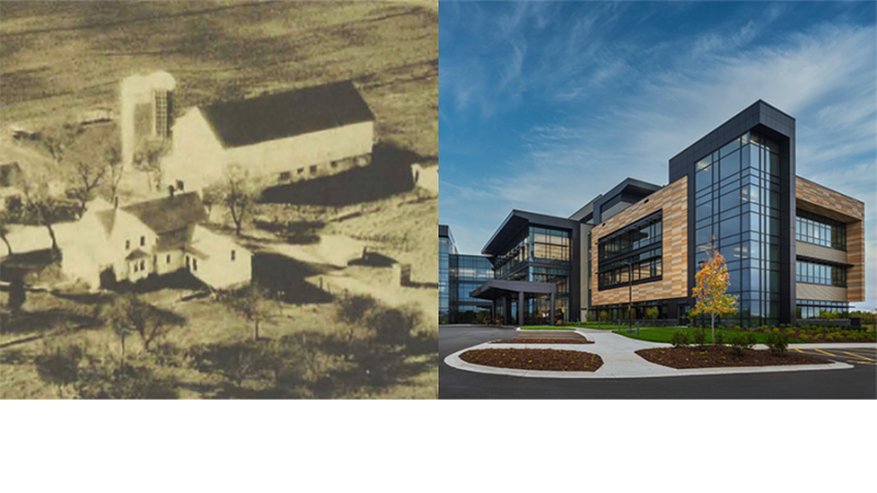 SECURA celebrating 120 years, by showing the first building to the building built in 2019.