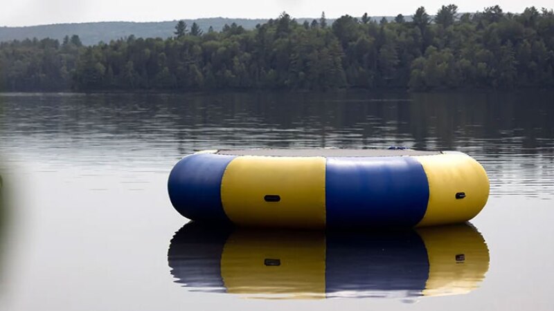 inflatable trampoline on the water.