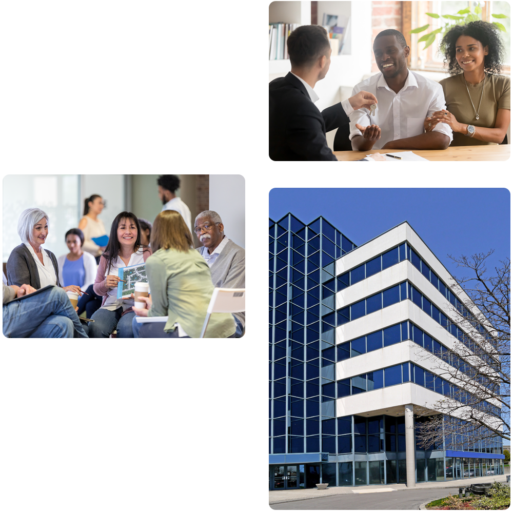 collage of 3 photos depicting real estate insurance.