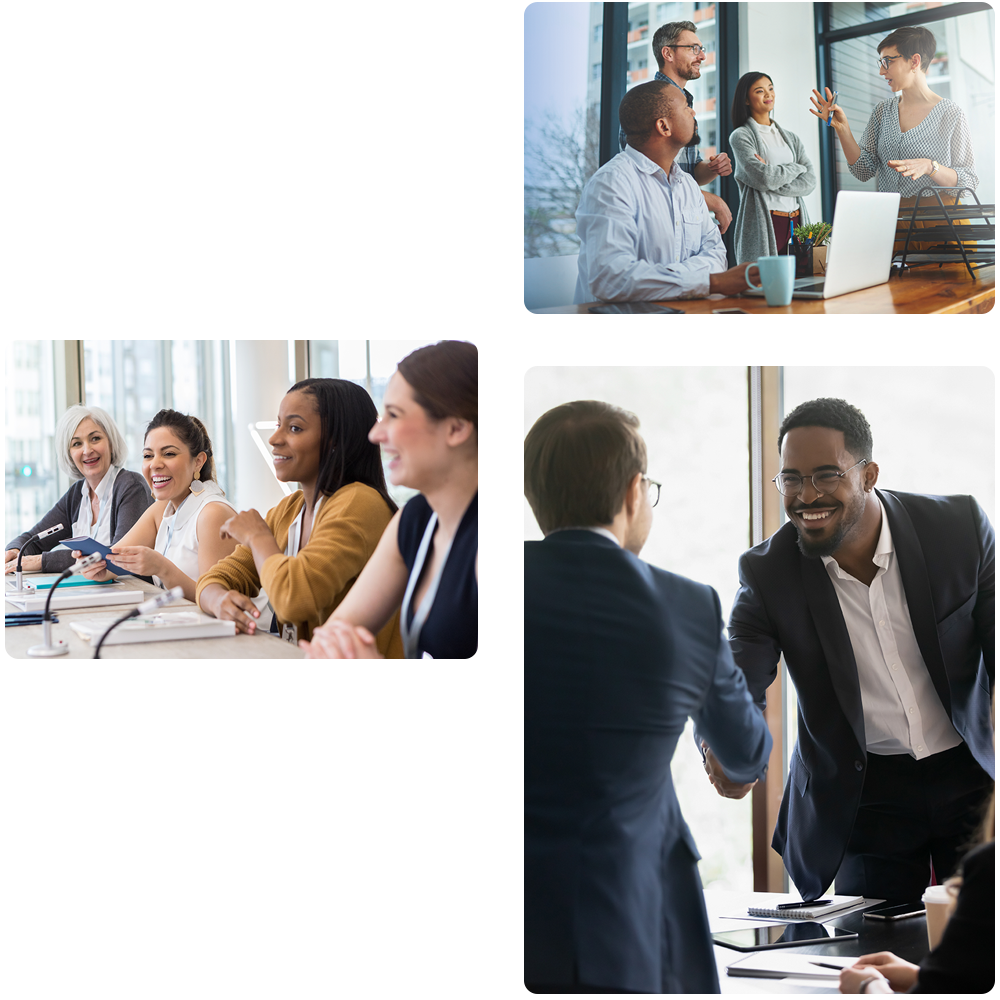 series of photos depicting organizational directors, officers, and leadership panels who would benefit from having directors and officers insurance