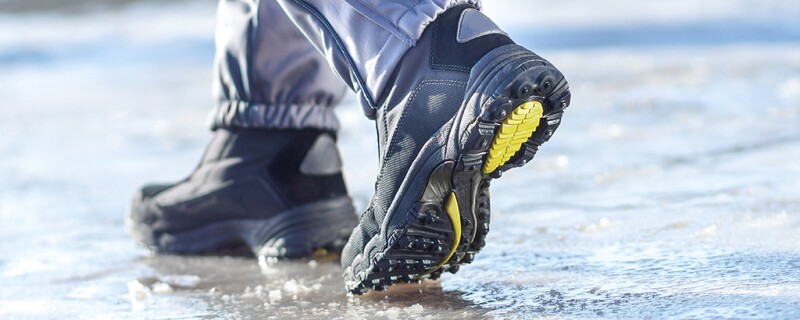 Someone walking on slippery ice. 