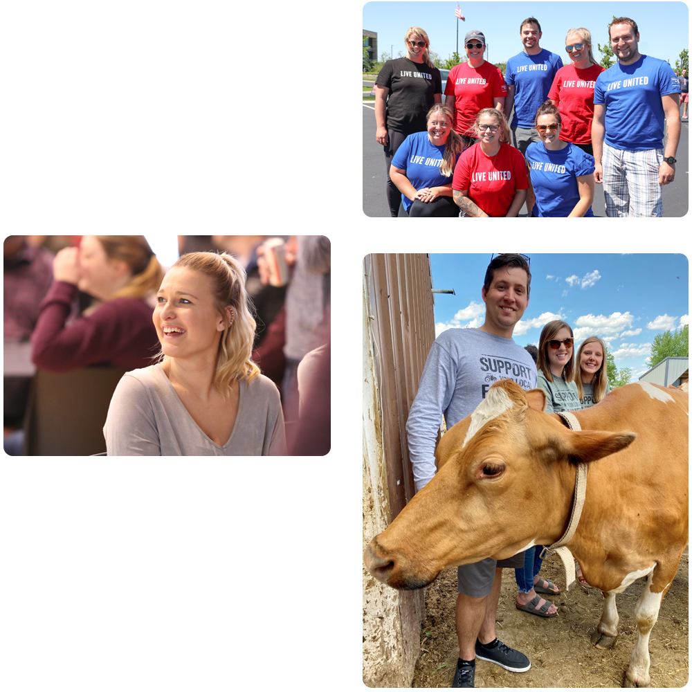 Three different photos of SECURA associates participating at different events.