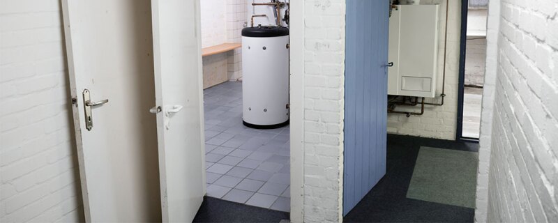 Water heaters in a commercial business basement